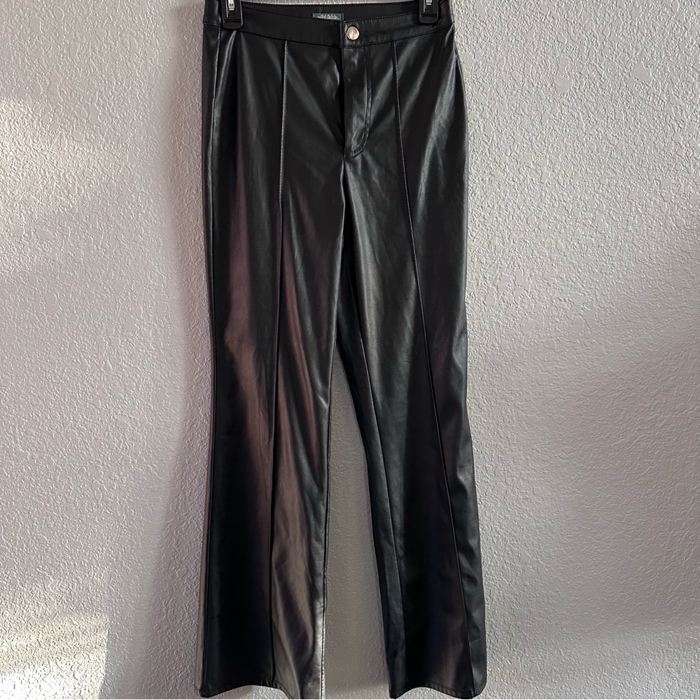 Wild Fable Black Faux Leather Flare Pants Size 2 High Rise Target